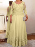 Vestidos de madre de la novia de tul corte A/princesa con apliques