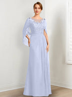 Vestidos de madre de la novia de corte A/princesa, largo hasta el suelo, con escote redondo, plisados ​​y lentejuelas