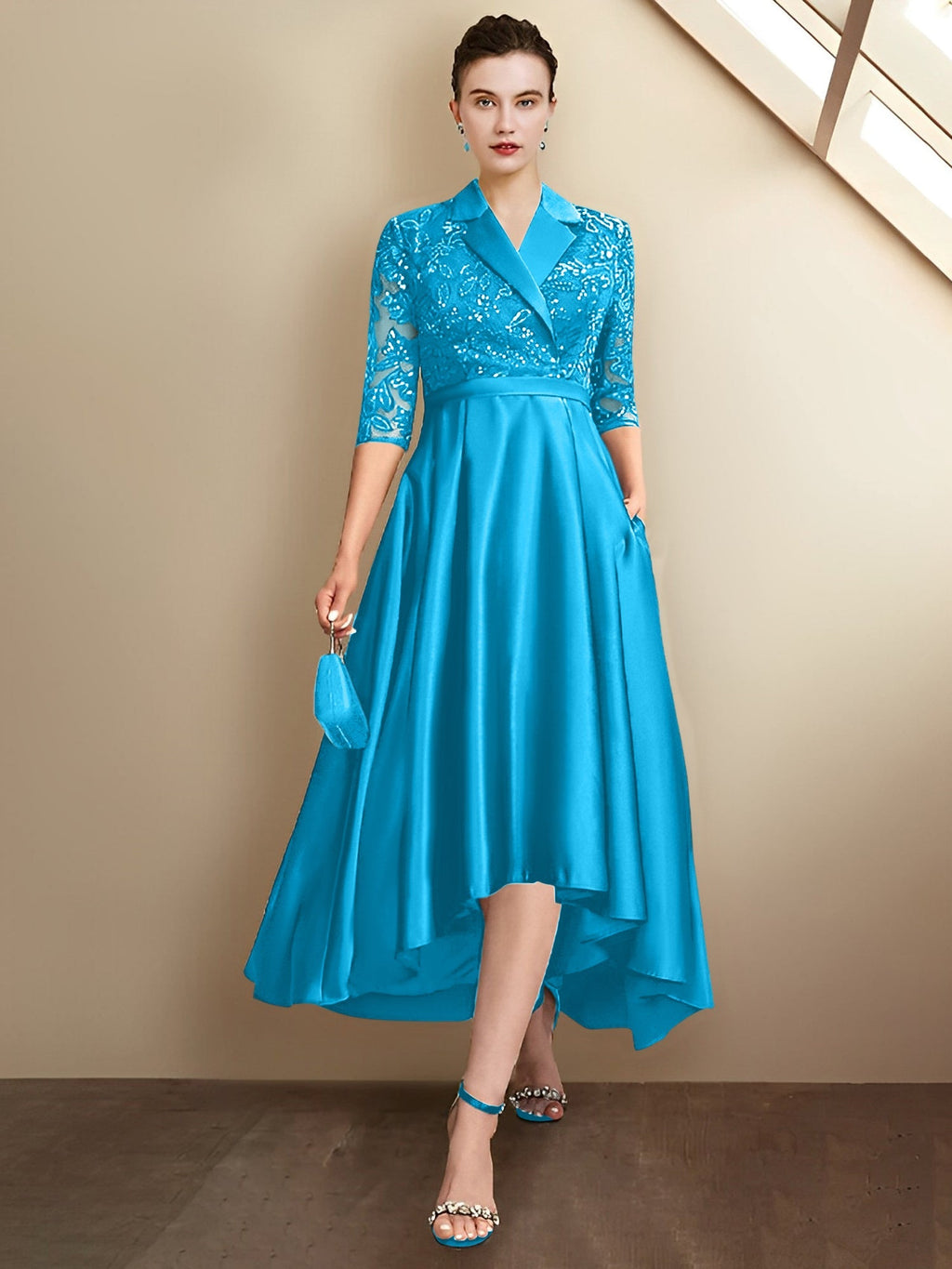 Vestidos para madre de la novia con escote en V, corte tubo y largo hasta la rodilla