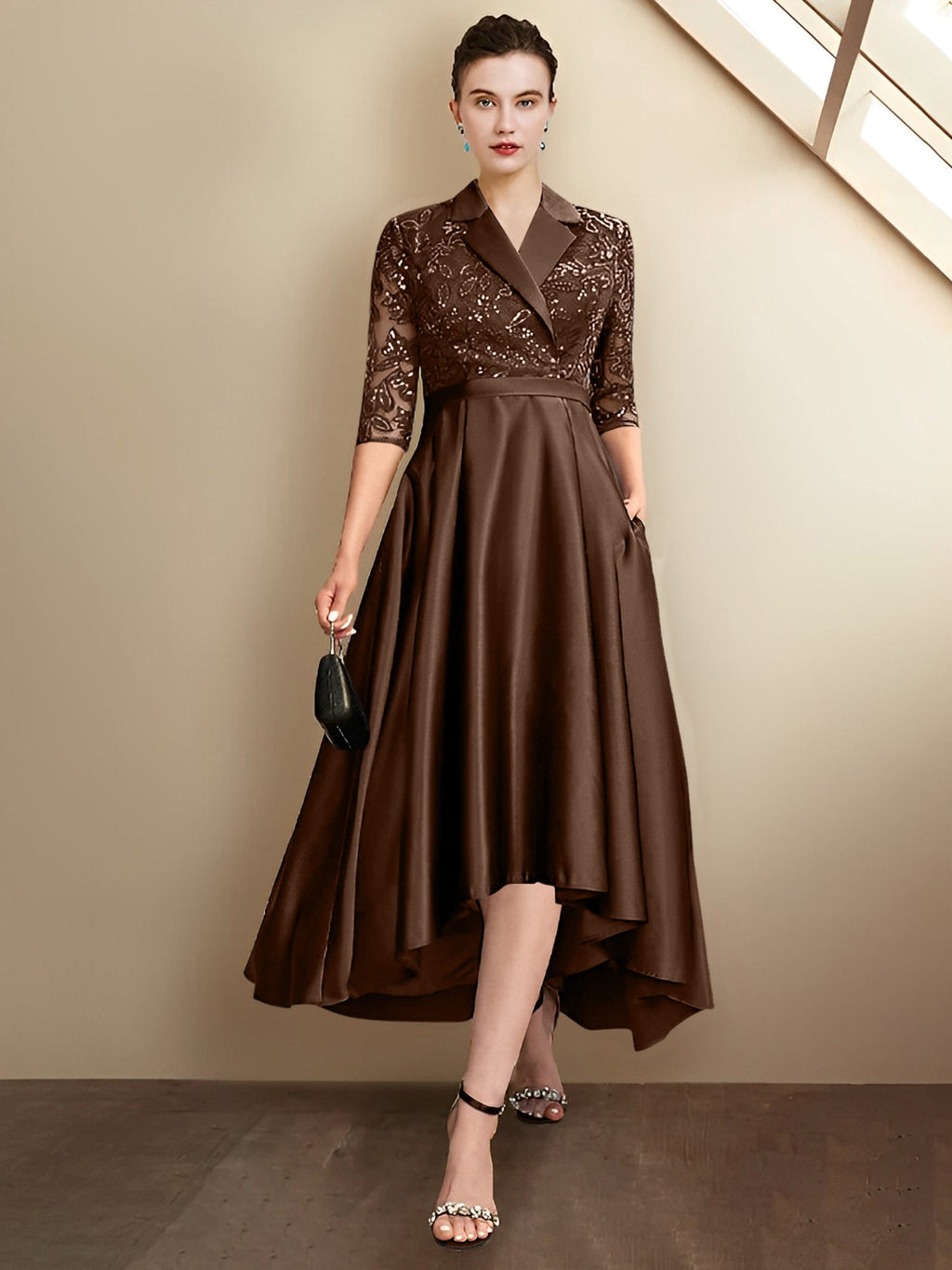 Vestidos para madre de la novia con escote en V, corte tubo y largo hasta la rodilla
