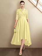 Vestidos para madre de la novia con escote en V, corte tubo y largo hasta la rodilla