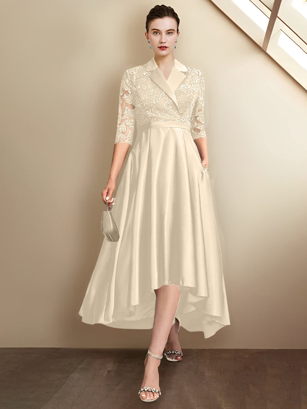 Vestidos para madre de la novia con escote en V, corte tubo y largo hasta la rodilla