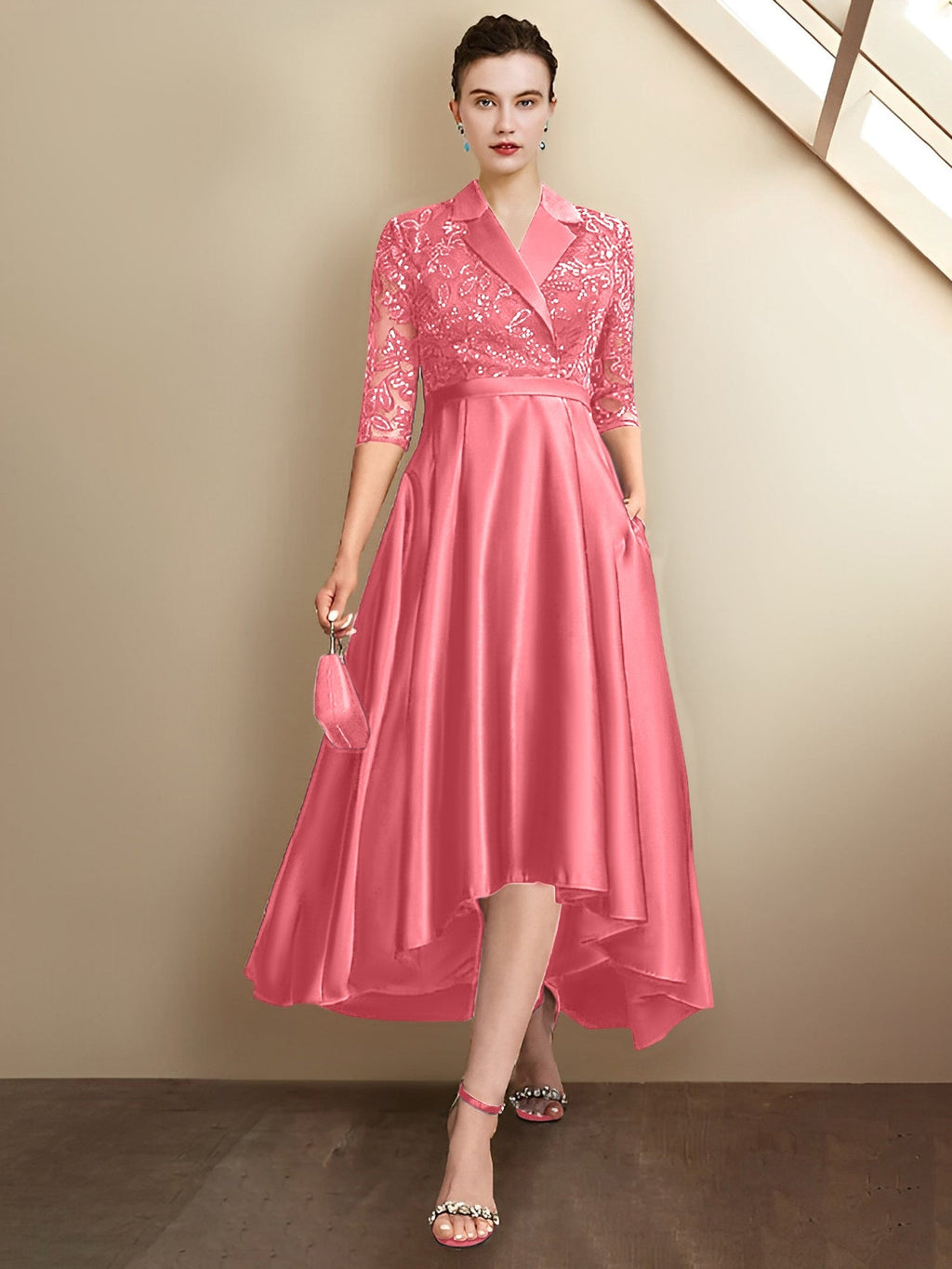 Vestidos para madre de la novia con escote en V, corte tubo y largo hasta la rodilla