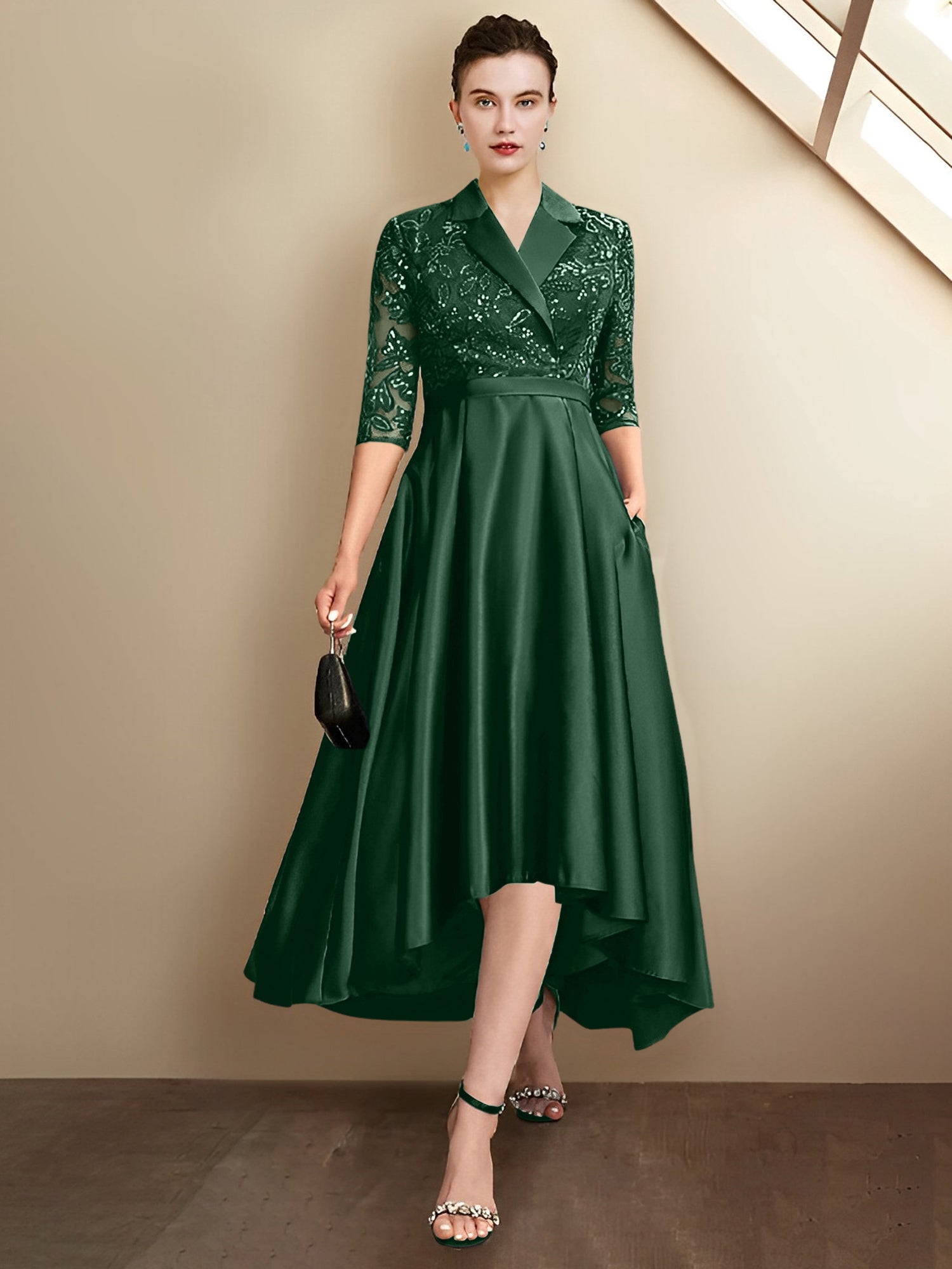 Vestidos para madre de la novia con escote en V, corte tubo y largo hasta la rodilla