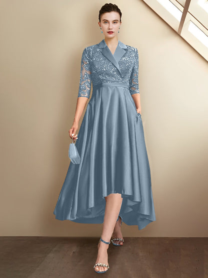 Sheath/Column V-Neck Tea-Length Mother of the Bride Dresses