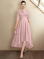 Vestidos para madre de la novia con escote en V, corte tubo y largo hasta la rodilla