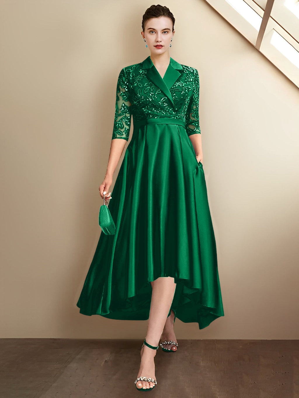 Vestidos para madre de la novia con escote en V, corte tubo y largo hasta la rodilla