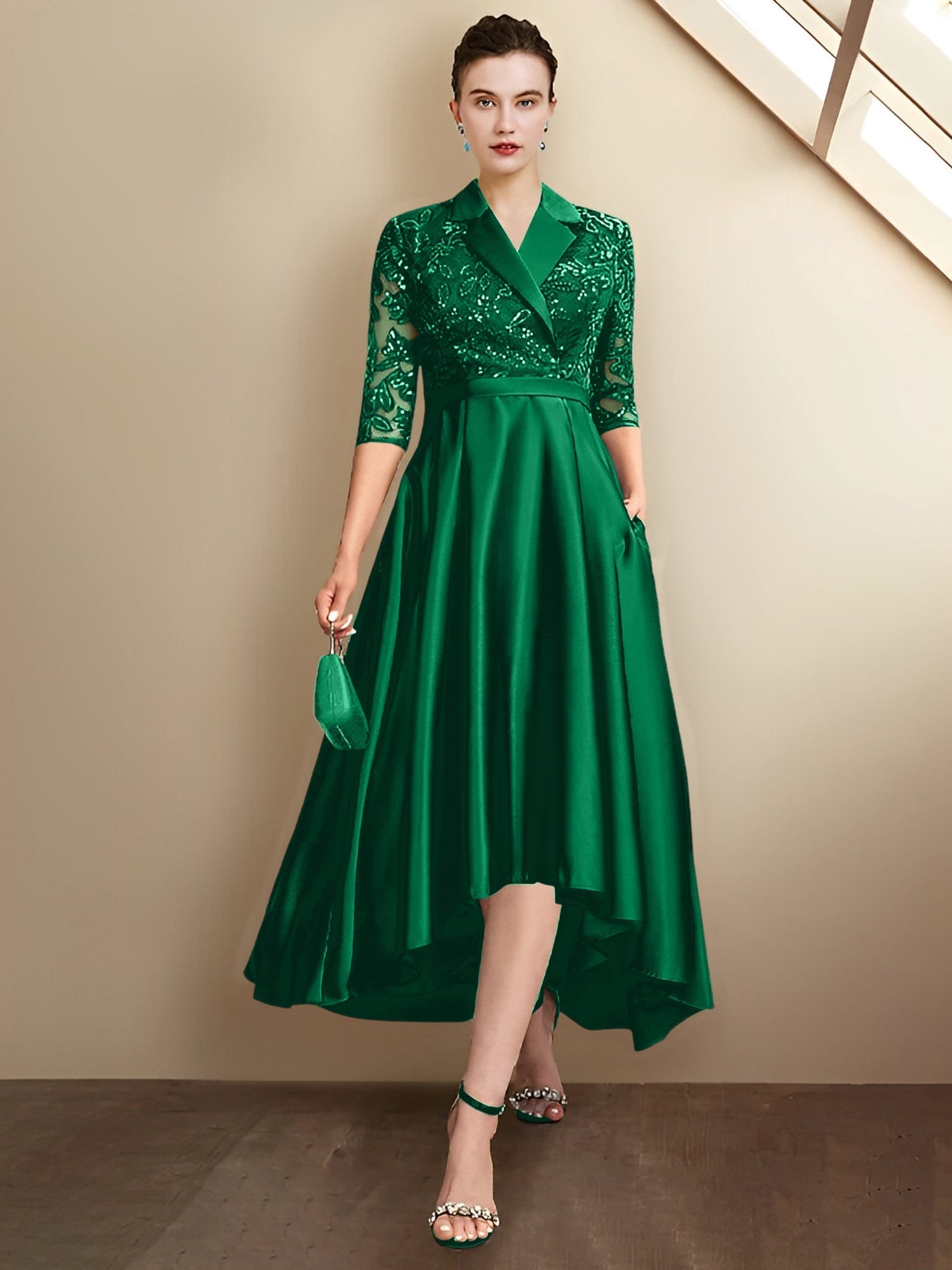 Vestidos para madre de la novia con escote en V, corte tubo y largo hasta la rodilla
