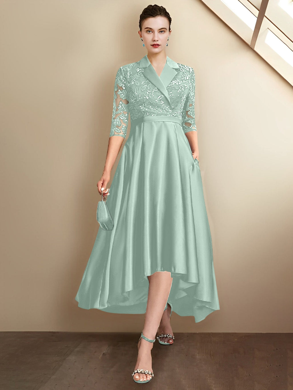 Vestidos para madre de la novia con escote en V, corte tubo y largo hasta la rodilla