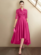 Vestidos para madre de la novia con escote en V, corte tubo y largo hasta la rodilla