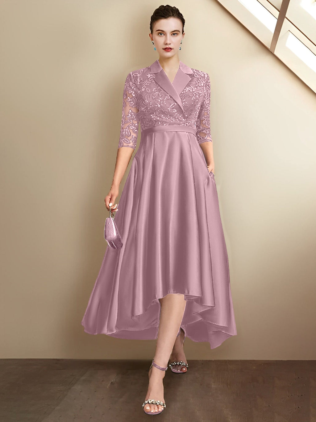 Vestidos para madre de la novia con escote en V, corte tubo y largo hasta la rodilla