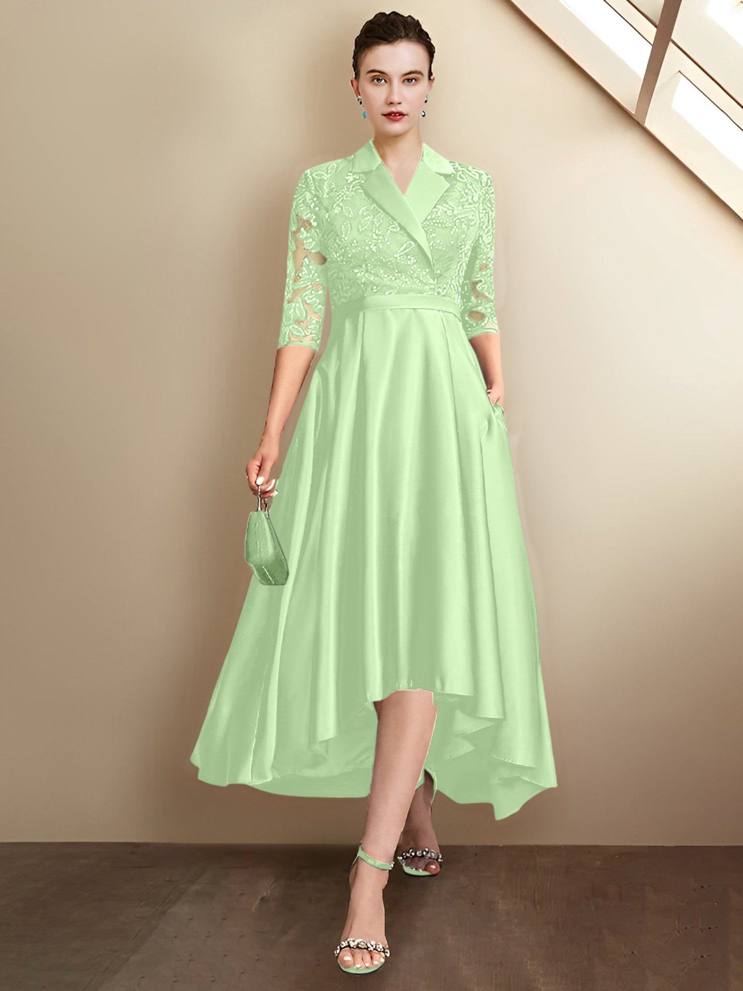 Vestidos para madre de la novia con escote en V, corte tubo y largo hasta la rodilla