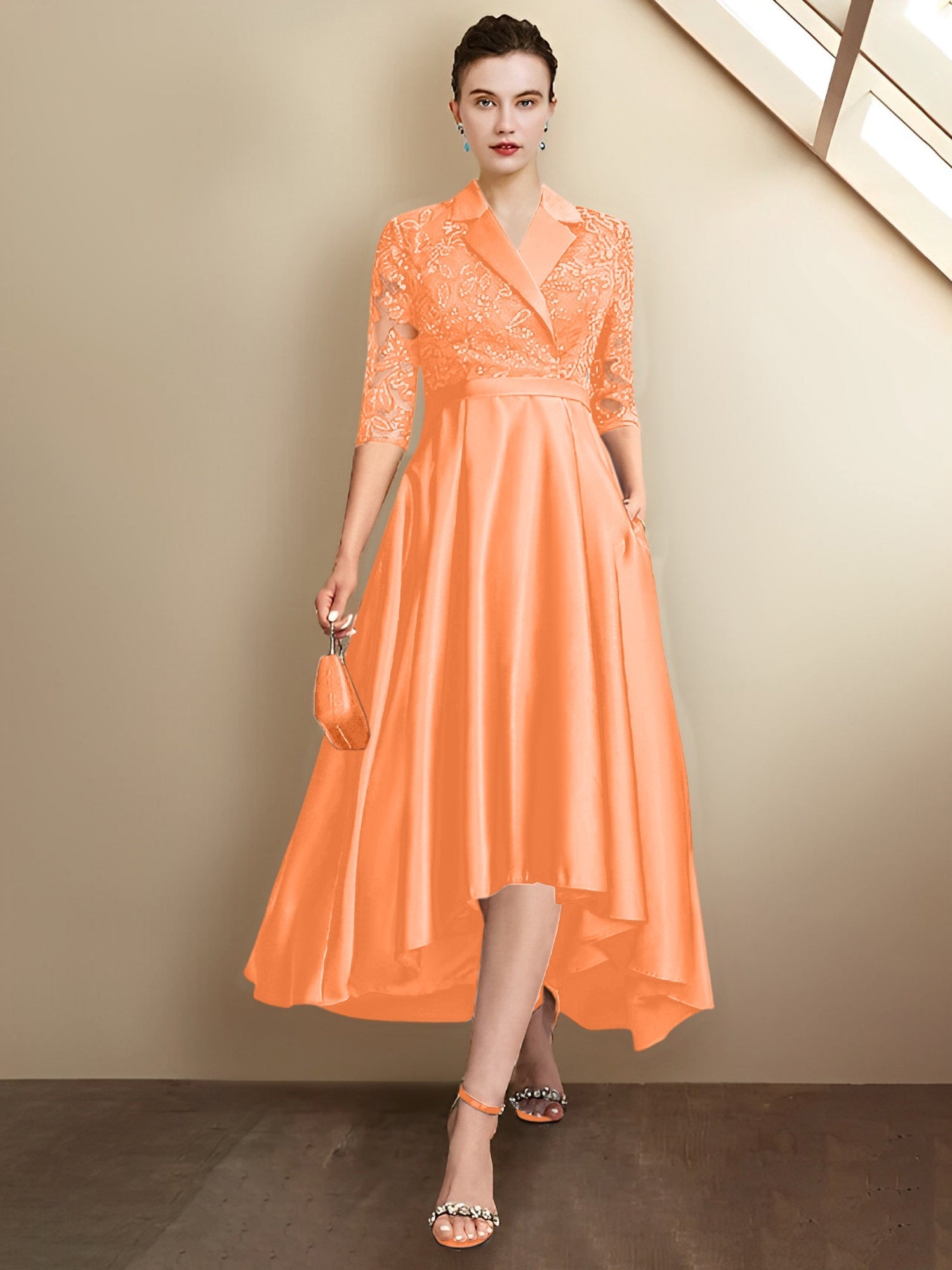 Vestidos para madre de la novia con escote en V, corte tubo y largo hasta la rodilla