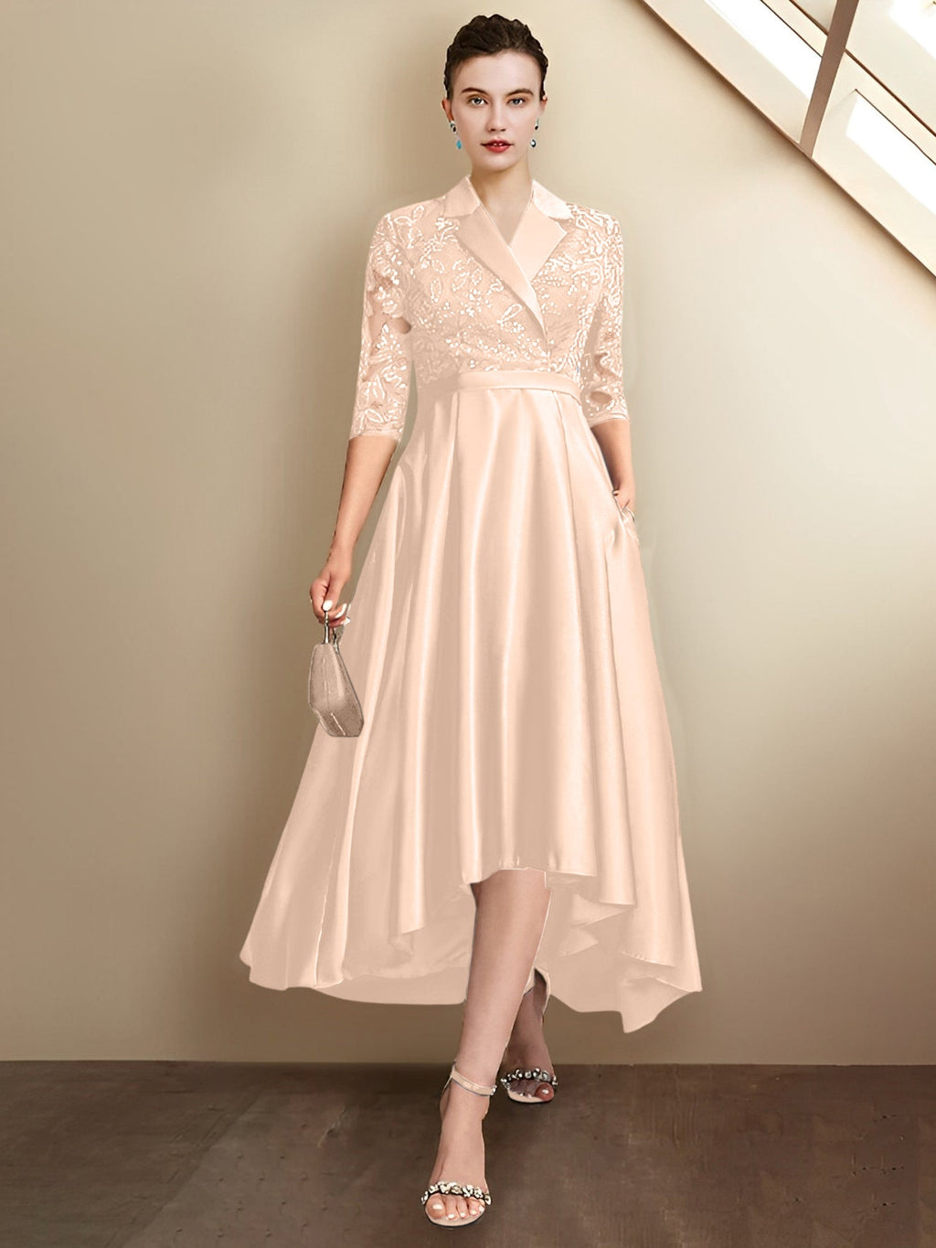 Vestidos para madre de la novia con escote en V, corte tubo y largo hasta la rodilla