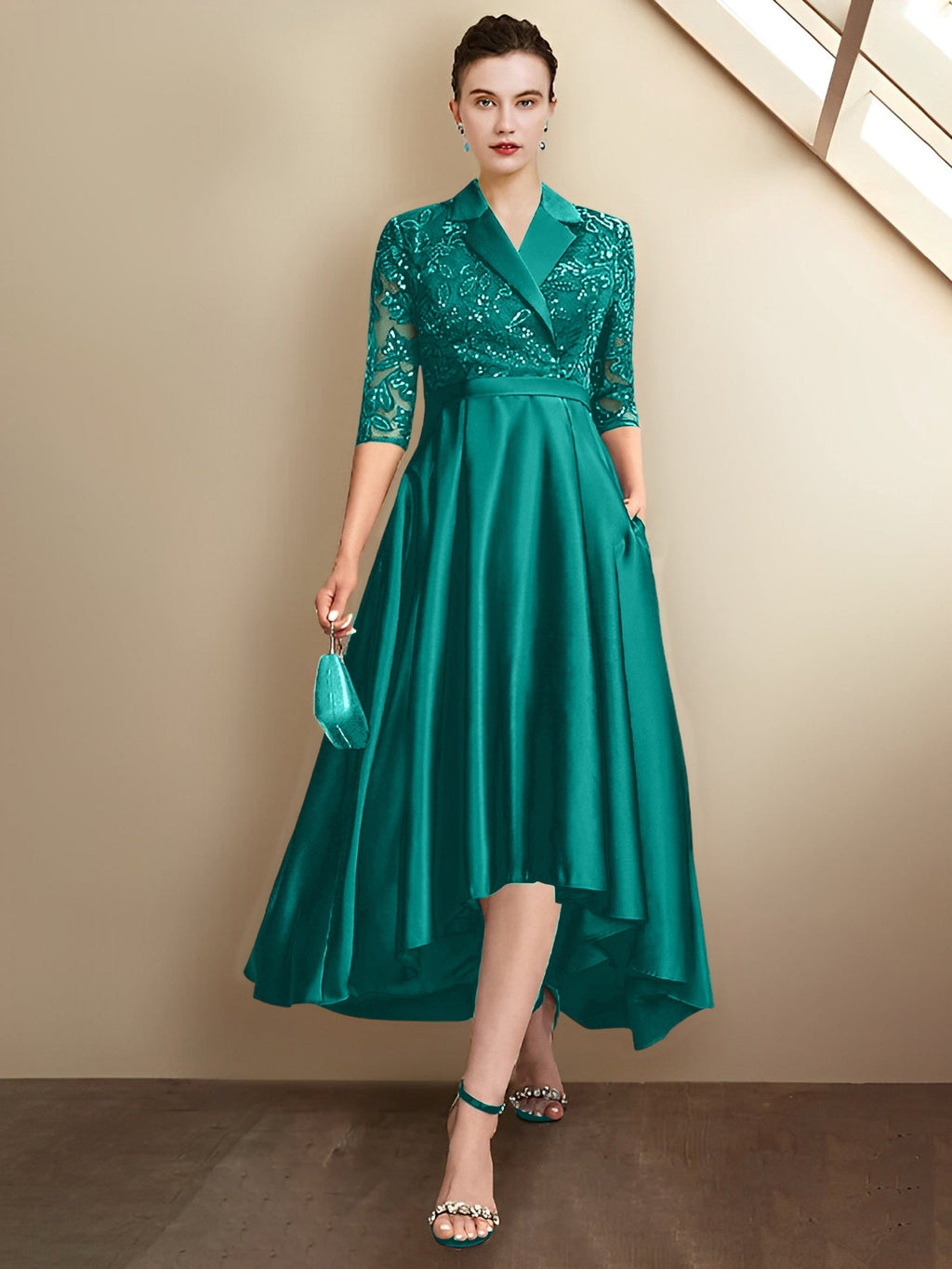 Vestidos para madre de la novia con escote en V, corte tubo y largo hasta la rodilla