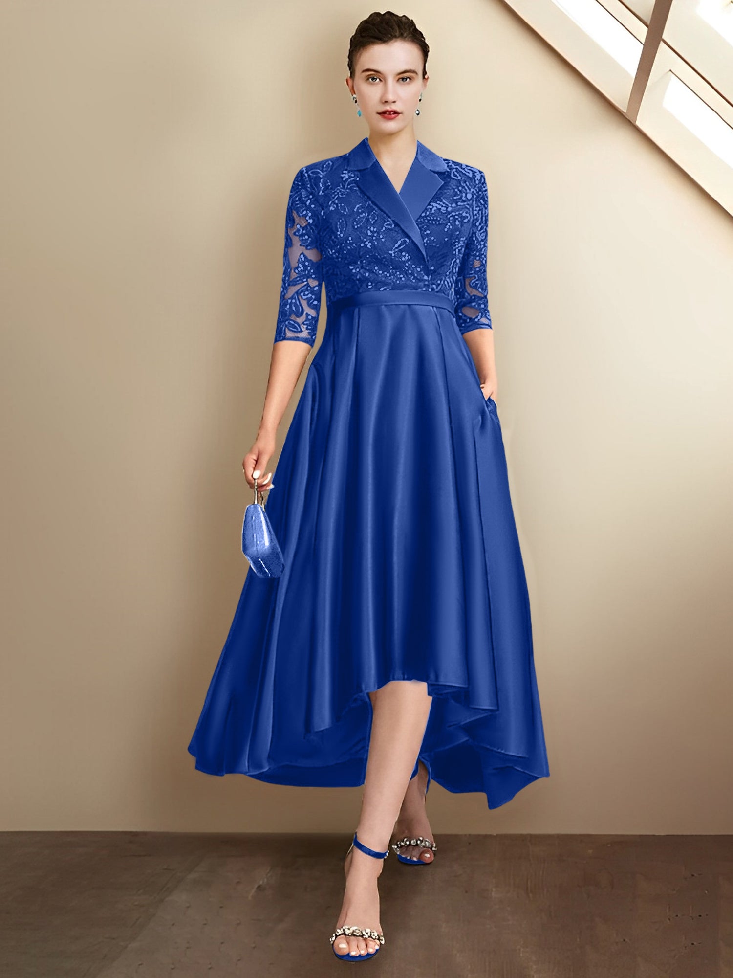 Vestidos para madre de la novia con escote en V, corte tubo y largo hasta la rodilla