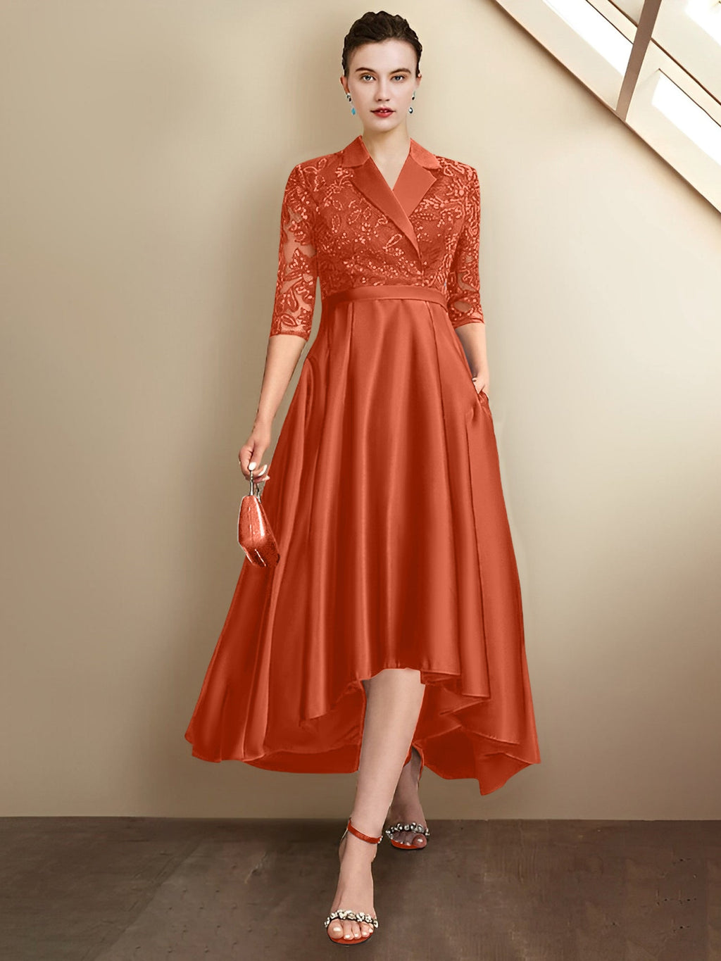 Vestidos para madre de la novia con escote en V, corte tubo y largo hasta la rodilla
