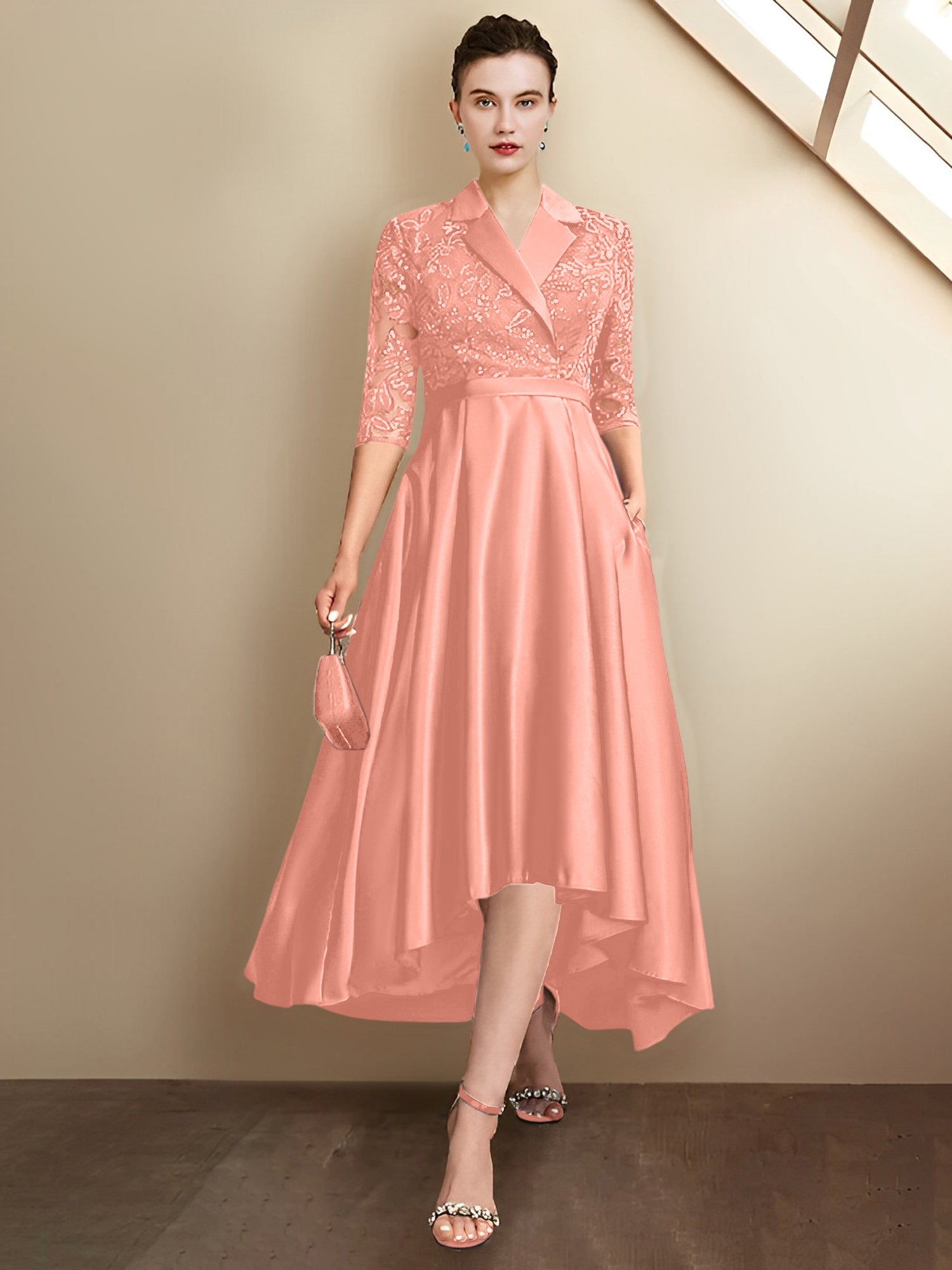 Vestidos para madre de la novia con escote en V, corte tubo y largo hasta la rodilla