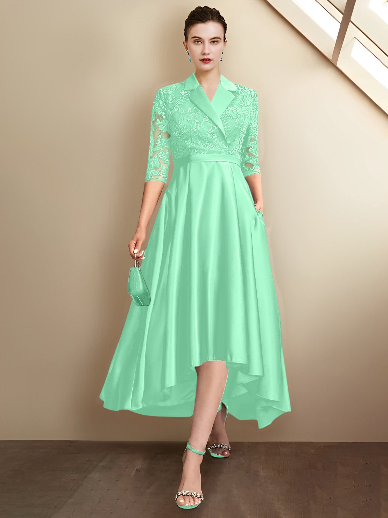 Vestidos para madre de la novia con escote en V, corte tubo y largo hasta la rodilla