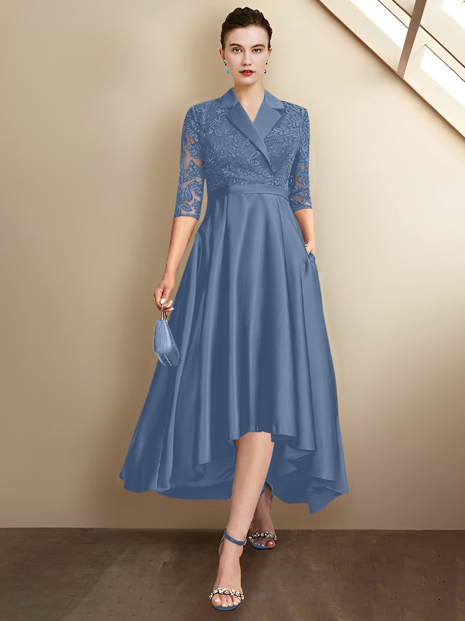 Vestidos para madre de la novia con escote en V, corte tubo y largo hasta la rodilla