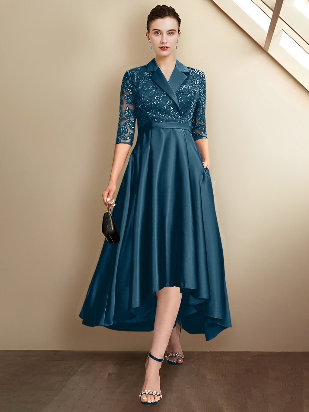 Vestidos para madre de la novia con escote en V, corte tubo y largo hasta la rodilla