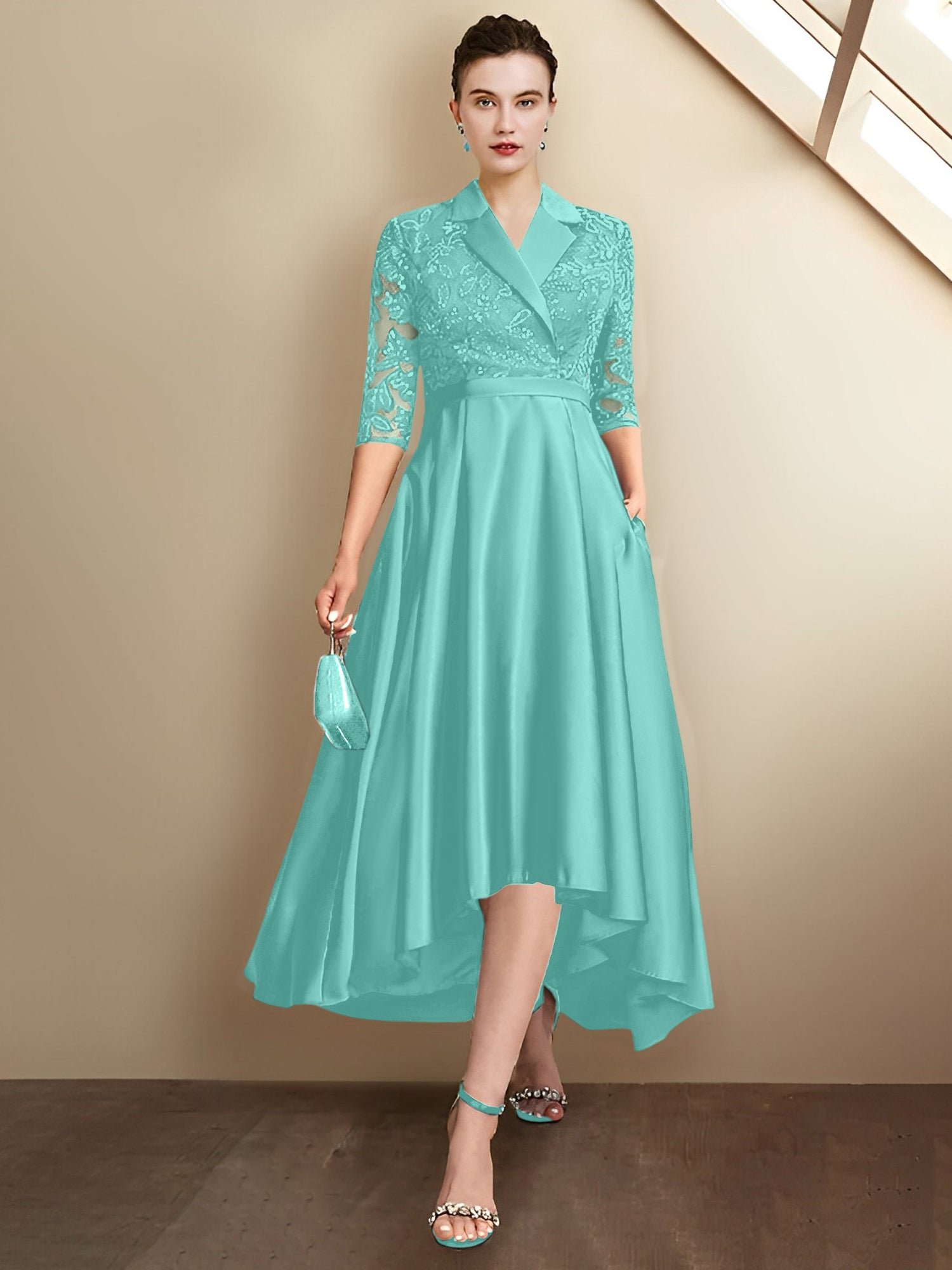 Vestidos para madre de la novia con escote en V, corte tubo y largo hasta la rodilla