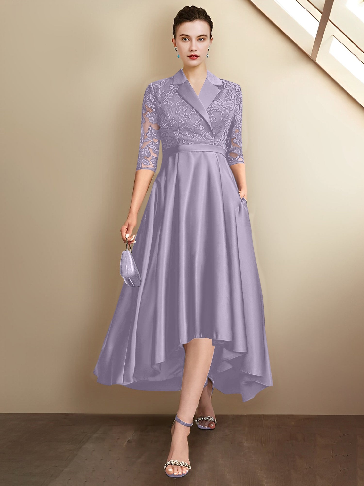 Vestidos para madre de la novia con escote en V, corte tubo y largo hasta la rodilla