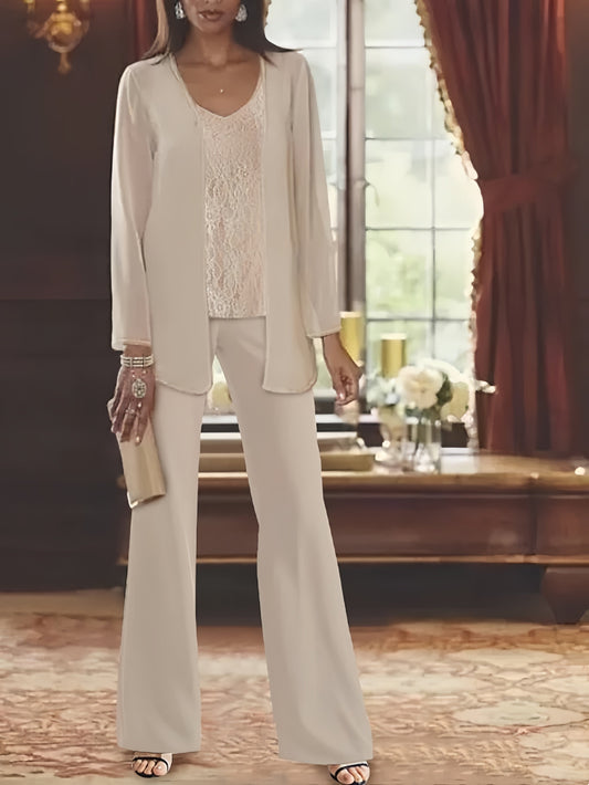Chiffon-Hosenanzüge für die Mutter der Braut mit Jacke 