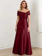 Vestidos de madre de la novia de corte A/princesa, hombros descubiertos y largo hasta el suelo
