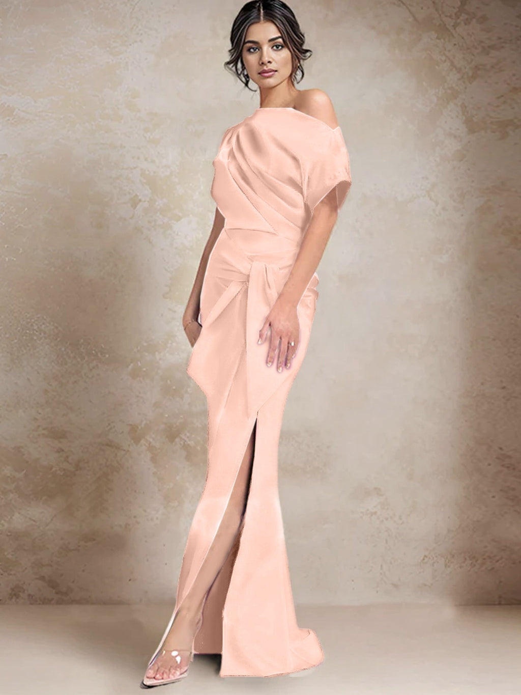 Vestidos de madre de la novia de un solo hombro con corte trompeta/sirena y abertura lateral