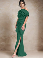 Vestidos de madre de la novia de un solo hombro con corte trompeta/sirena y abertura lateral