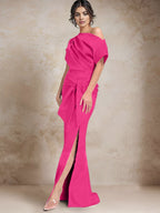 Vestidos de madre de la novia de un solo hombro con corte trompeta/sirena y abertura lateral