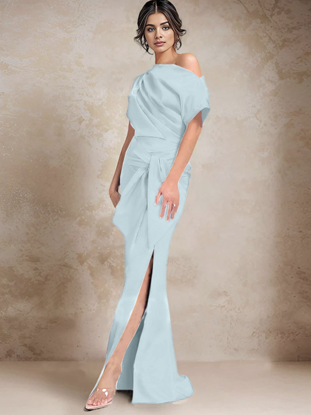 Vestidos de madre de la novia de un solo hombro con corte trompeta/sirena y abertura lateral