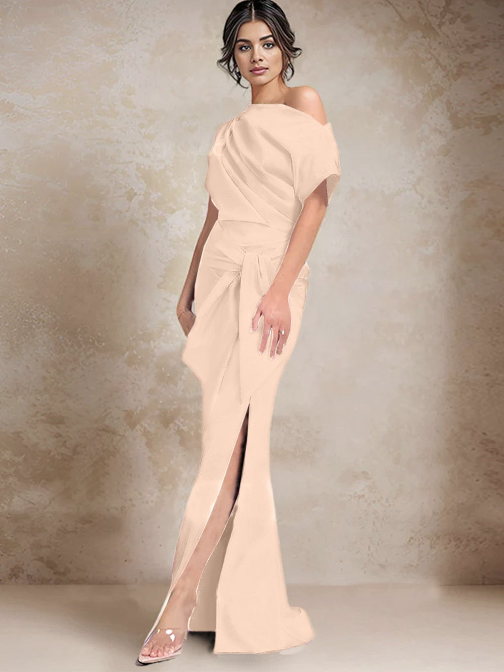 Vestidos de madre de la novia de un solo hombro con corte trompeta/sirena y abertura lateral
