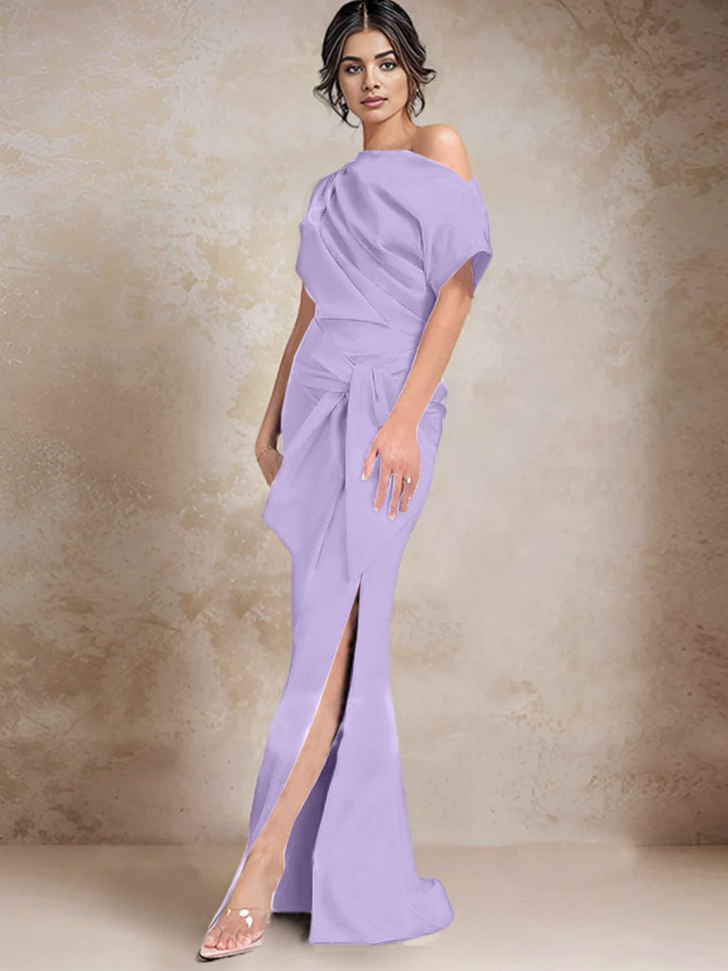 Vestidos de madre de la novia de un solo hombro con corte trompeta/sirena y abertura lateral