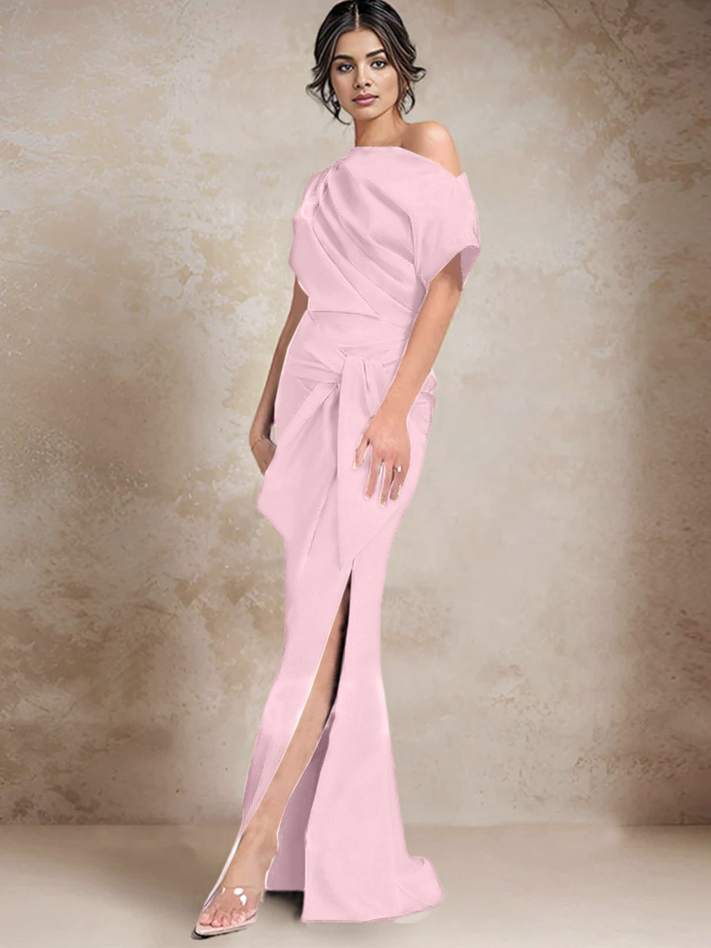 Vestidos de madre de la novia de un solo hombro con corte trompeta/sirena y abertura lateral