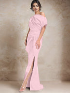 Vestidos de madre de la novia de un solo hombro con corte trompeta/sirena y abertura lateral