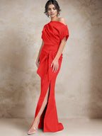 Vestidos de madre de la novia de un solo hombro con corte trompeta/sirena y abertura lateral