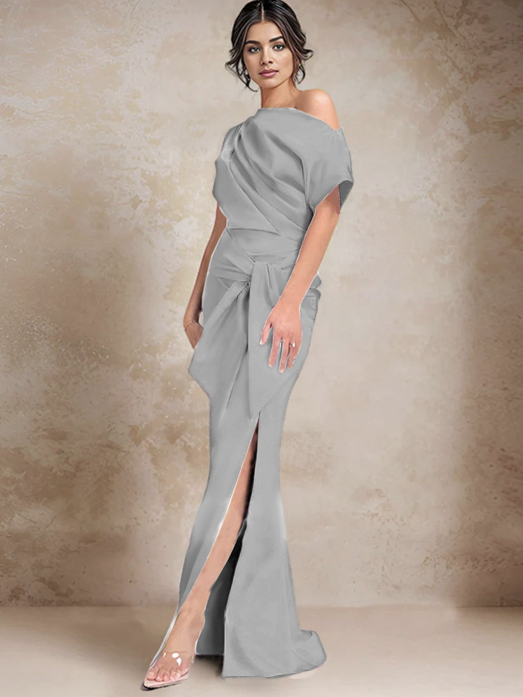 Vestidos de madre de la novia de un solo hombro con corte trompeta/sirena y abertura lateral