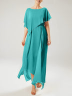 Vestidos de madre de la novia con mangas cortas, corte tubo/columna y borlas