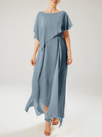 Vestidos de madre de la novia con mangas cortas, corte tubo/columna y borlas