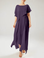 Vestidos de madre de la novia con mangas cortas, corte tubo/columna y borlas