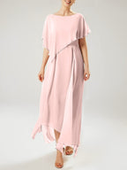 Vestidos de madre de la novia con mangas cortas, corte tubo/columna y borlas