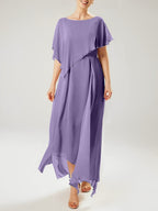Vestidos de madre de la novia con mangas cortas, corte tubo/columna y borlas