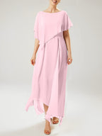 Vestidos de madre de la novia con mangas cortas, corte tubo/columna y borlas