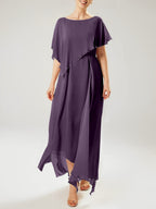 Vestidos de madre de la novia con mangas cortas, corte tubo/columna y borlas