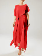 Vestidos de madre de la novia con mangas cortas, corte tubo/columna y borlas