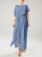 Vestidos de madre de la novia con mangas cortas, corte tubo/columna y borlas