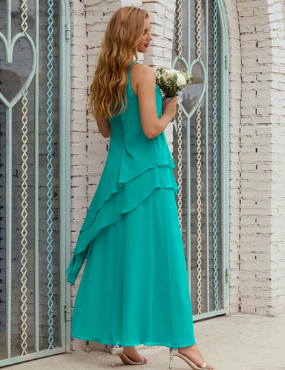 Chiffon Langes Plus Size Kleider für die Brautmutter Formales Brautjungfern-Abschlussballkleid SY28019 