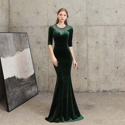 Fishtail Evening Dress Women High End Elegant Cocktail Annual Meeting Elegant Black Velvet Queen
